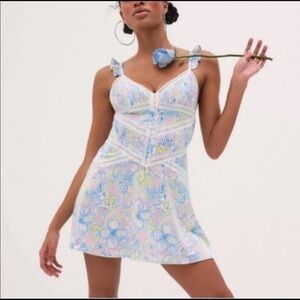 🔆 For Love And Lemons Pastel Midsummer Floral Mini Slip Dress - Size XL NWT